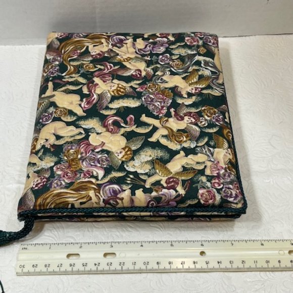 VTG Angel Cherubs Padded Floral Fabric Double Picture Frame Holds 7 Photos - Picture 8 of 11